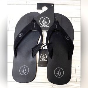 Men's Volcom Flip-Flop Black & Gray Logo Size 12